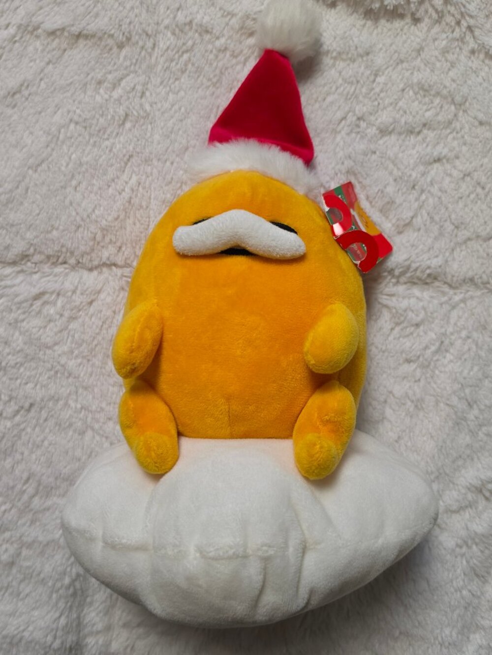 Gudetama Christmas Plush Santa Hat White Pillow NWT Sanrio Holiday 10”